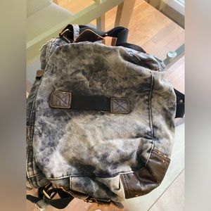 Cool grey weathered canvas crossbody bag